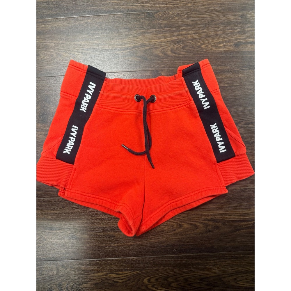 IVY PARK Beyoncé Fiery Red Logo Tape High Waist Sweat Shorts Size Small